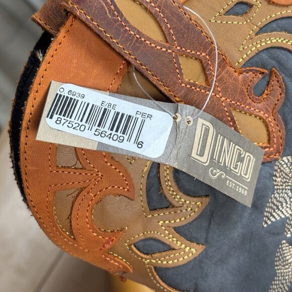 DINGO WOMEN'S STATEMENT LEATHER FLAME DETAIL WESTERN BOOTS SNIP TOE SIZE 9.5 NWT - Picture 8 of 11